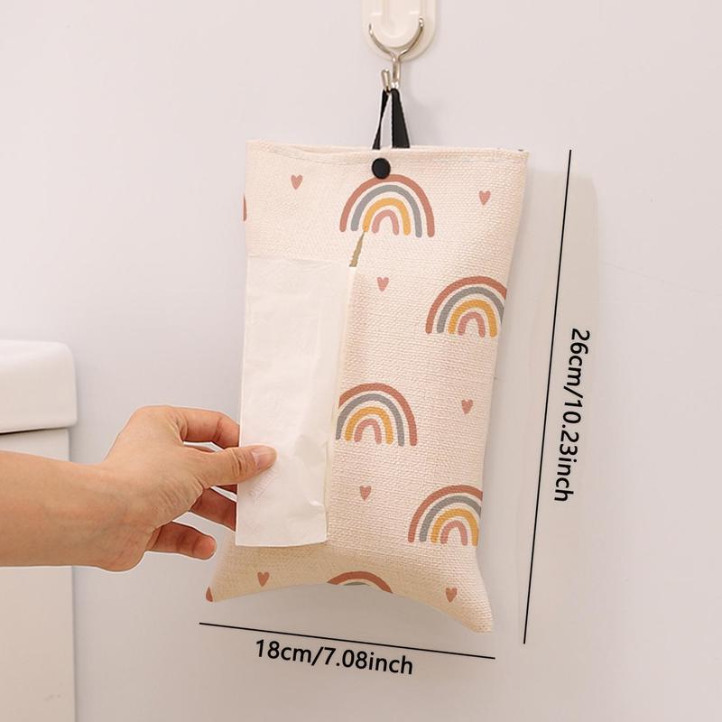 Rainbow Pattern Tissue Bag, 1 Count Creative Tissue Storage Bag, Lovely Storage Organizer for Living Room Bathroom, Home Decorations 1