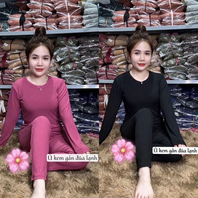  Đồ Bộ Ủ Kem Thun Gân Đũa Lạnh Set Bộ Ủ Kem Mặc Nhà Thời Trang Nữ  40-55KG  - Đồ Bộ HT M8 