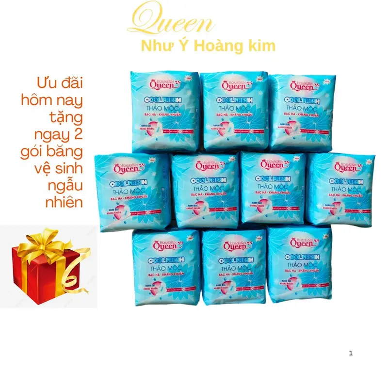 [ 10 Gói Tặng 2 ] Băng Vệ Sinh The Mát Thảo Mộc Cực The Mát Dùng Ngày NhiềuGói 8 Miếng Bề mặt Bông 2
