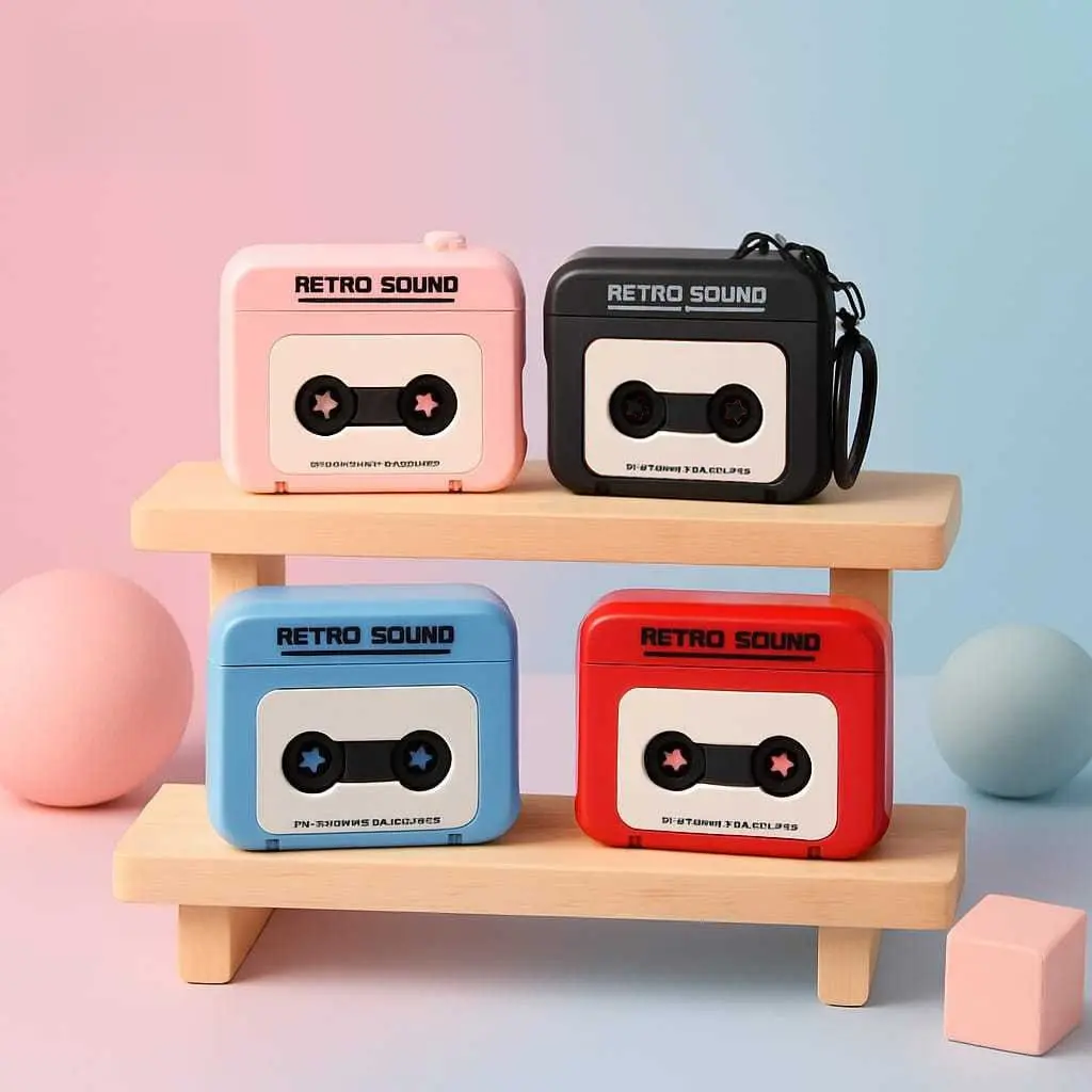 1PCS-2 PCS retro sound keychain Gantungan Kunci TAS Couple Rekam Lagu Unik Versi Audio Tape Recorder Krincing Keychain Kotak Musik Gantungan Kunci Retro Sould  Bentuk Merah Biru Tali Mainan