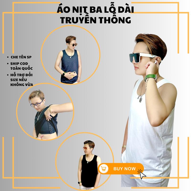 Áo Nịt Ba Lỗ Dài Trong Bó Ngoài Rộng, Chất Cotton, Trắng, Đen, Xám - Áo nịt ngực định hình Tomboy, Sb Sport