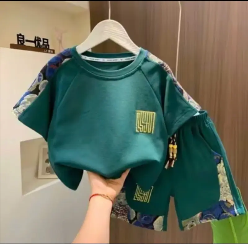 Set bộ quần áo mùa hè dành cho bé trai 14-52kg mẫu BỘ PHỐI GẤU. Chất liệu thoáng mát.O1 đồ 5