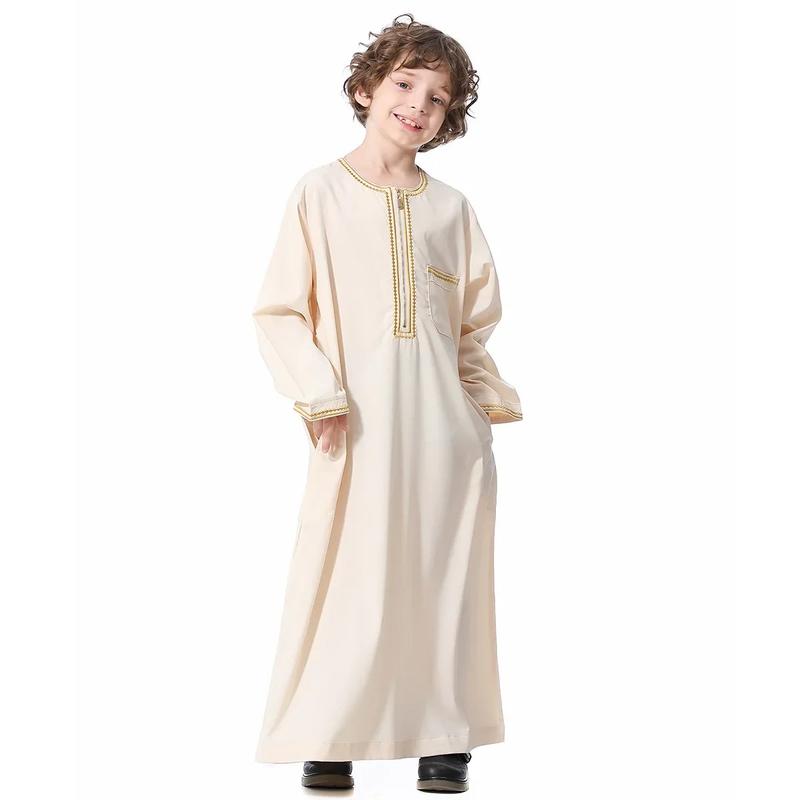 Product Introduction of Dubai Embroidery Patchwork Hijab Abayas Ramadan Muslim Clothing Boys Abaya Jilbab Khimar Turkey Kaftan Moroccan Islam Long Robe 8