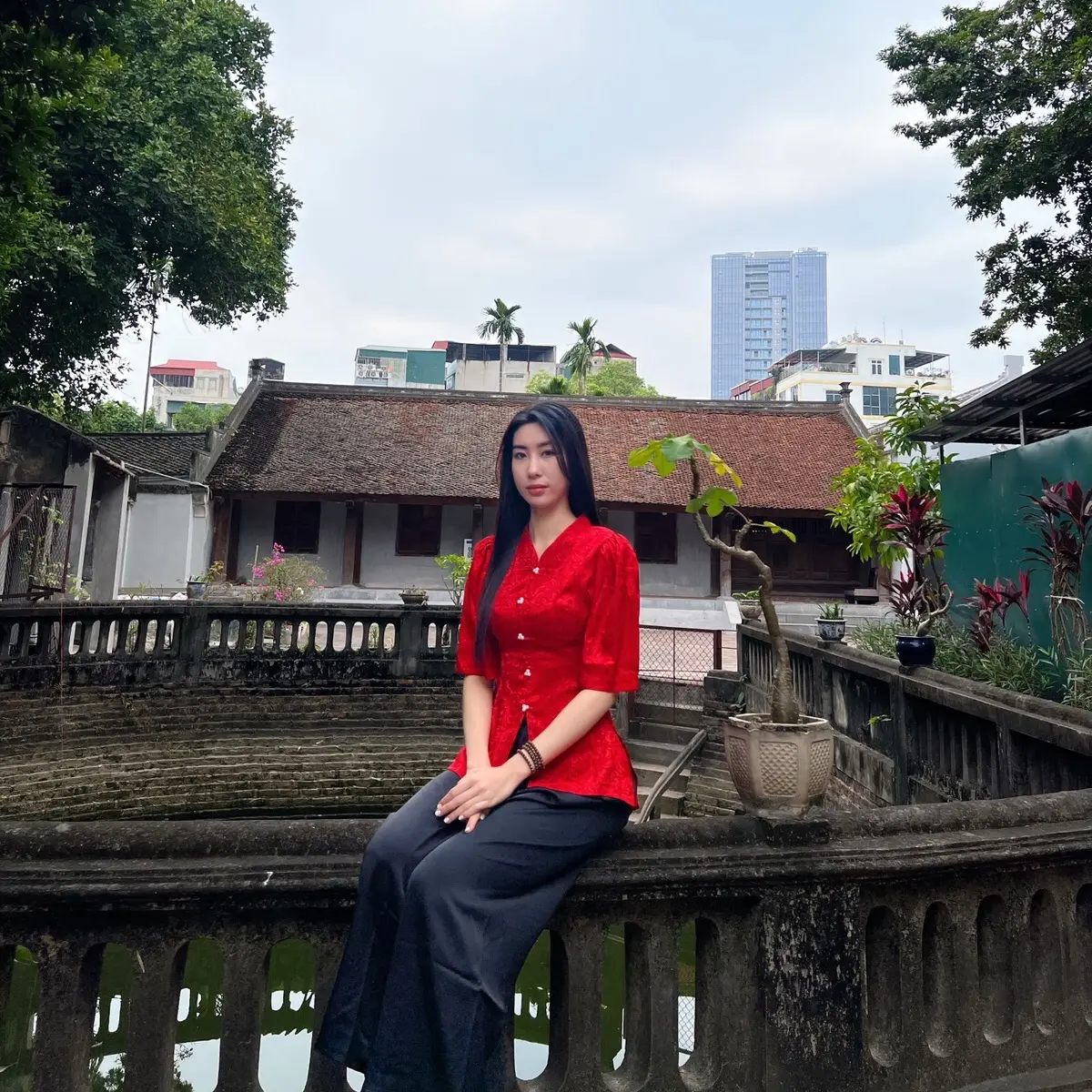 Áo Bà Ba Gấm cổ tim Như Ngọc HG050 - Pháp Phục Đi Chùa [Pháp Phục Huỳnh Gia]