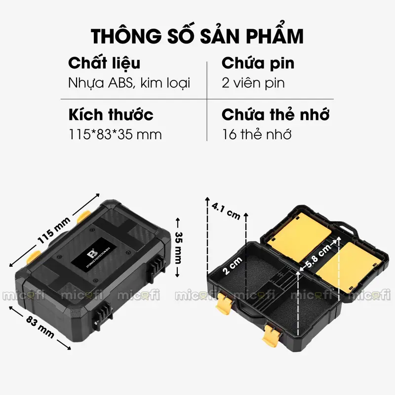 Hộp Đựng Phụ Kiện Máy Ảnh Micofi, Hộp Đựng Thẻ Nhớ, Bao Túi Để Cắm Bảo Vệ Pin SD Máy Ảnh Chống Va Đập 8