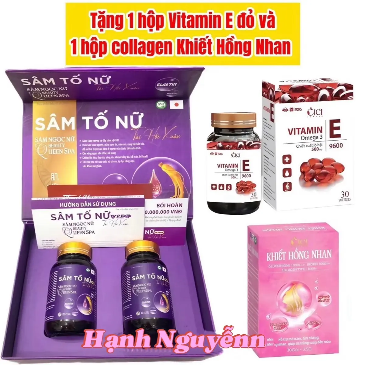 [ Tặng Vitamin E và collagen] Viên uống sâm tố nữ ( 2 lọ, tổng 60 viên)_ hỗ trợ cải thiện nội tiết tố nữ