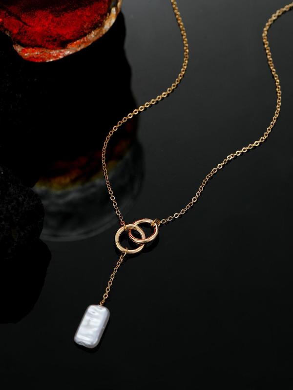 Men's Faux Pearl Decorated Pendant Necklace, Casual Long Necklace for Party, Daily Clothing Decor, Trendy All-match & Exquisite Jewelry for Birthday Gift 2