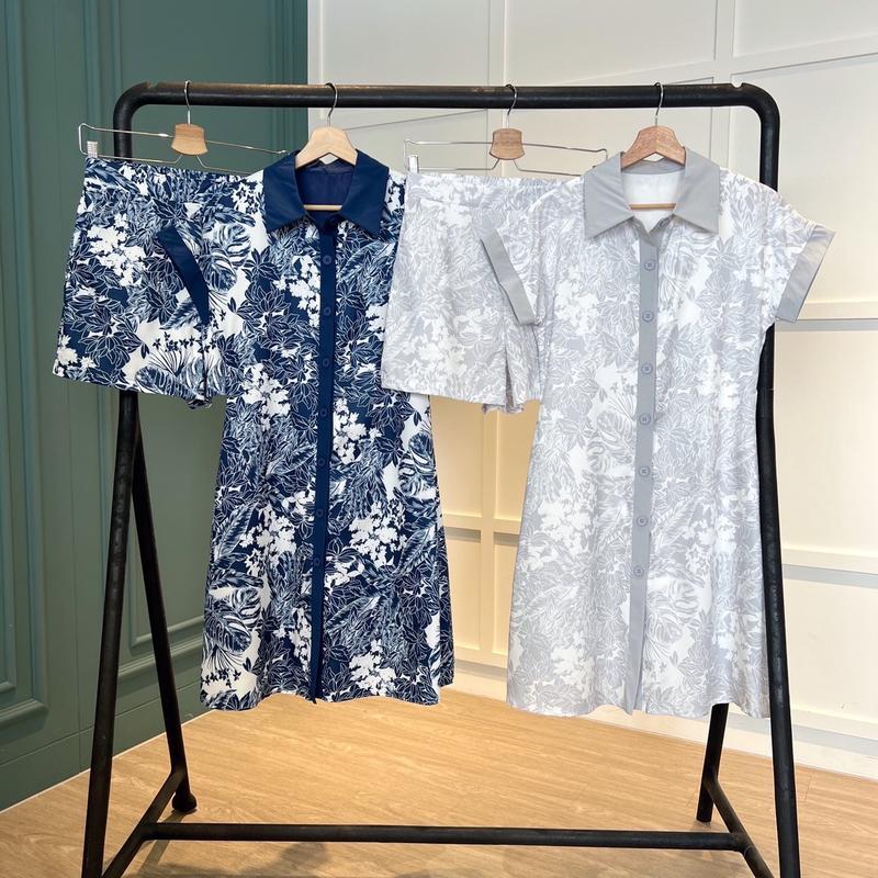 SET7230 Aida Printed Long Shirt w/ Shorts Set 9