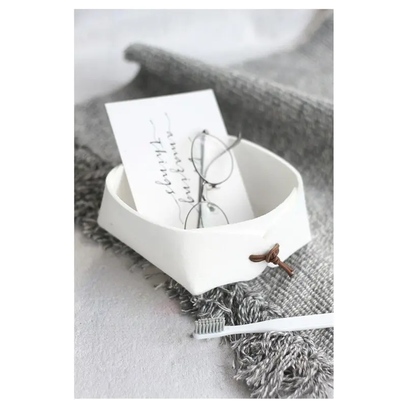 Hộp lưu trữ đồ trang sức để bàn, với chìa khóa vào cửa, Giỏ lưu trữ đồ Lặt Vặt được làm bằng vải Nỉ, hoàn thiện đầu giường, loại gấp, giỏ lưu trữ 5