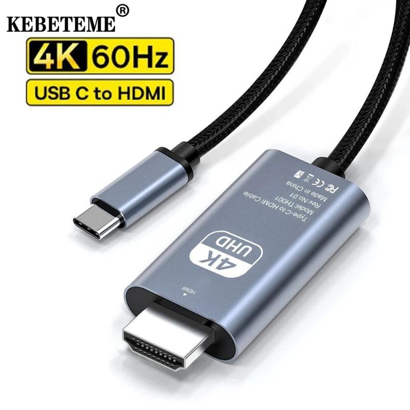  Cáp chuyển đổi USBC sang HDMI 4K60Hz Type C cáp chuyển đổi HDTV cho điện thoại và máy tính xách tay. 