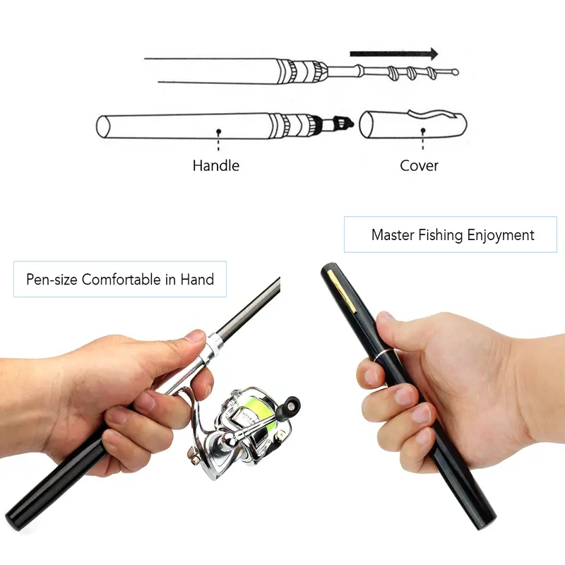 Cần Câu Cá, 1M, Kiểu Bút Bỏ Túi Mini, Làm Bằng Hợp Kim Nhôm, Cầm Tay, Bao Gồm Cần Và Bộ Cuộn Câu Fishing Nam 4