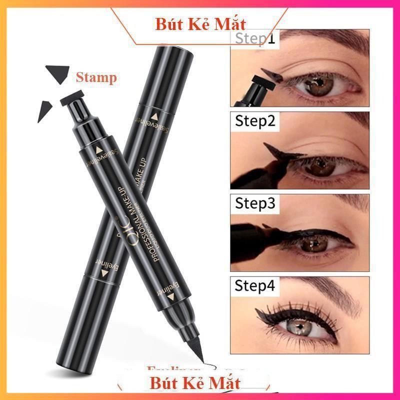 Bút kẻ mắt mèo 2 đầu tạo đuôi siêu hot QIC Liquid Bền Nữ Cosmetic Trang Điểm Mỹ Phẩm