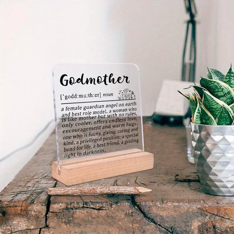 Square Acrylic Plaque Sign with Wooden Stand, 1 Count Transparent Desktop Decoration, Gift  for Grandma for Christmas and Thanksgiving
