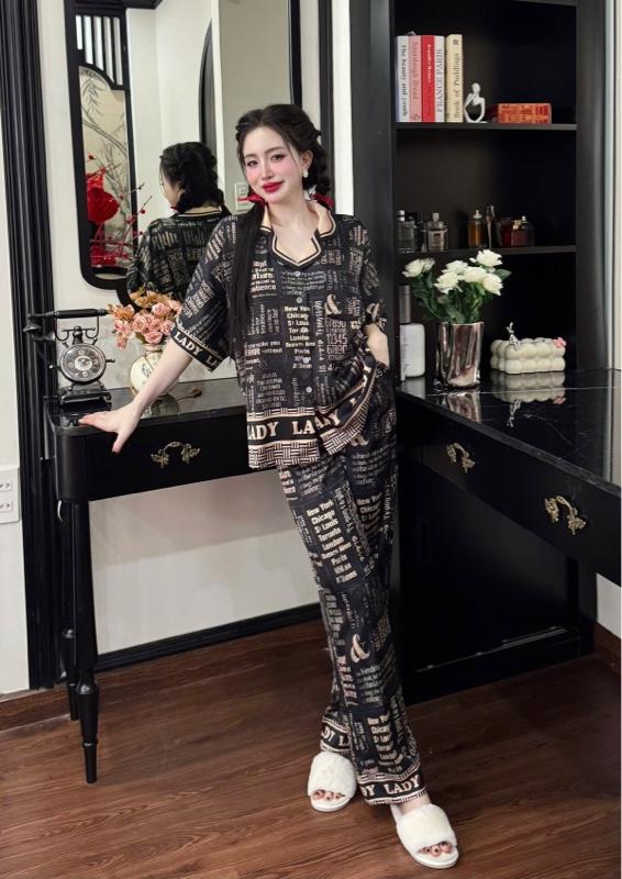 Product Introduction of Đồ Bộ Nữ Pijama Cánh Dơi Lady _ Size 45_68kg. Chất Vải Lụa Latin Mềm Mát . Quần Dài 95cm Có Túi 18