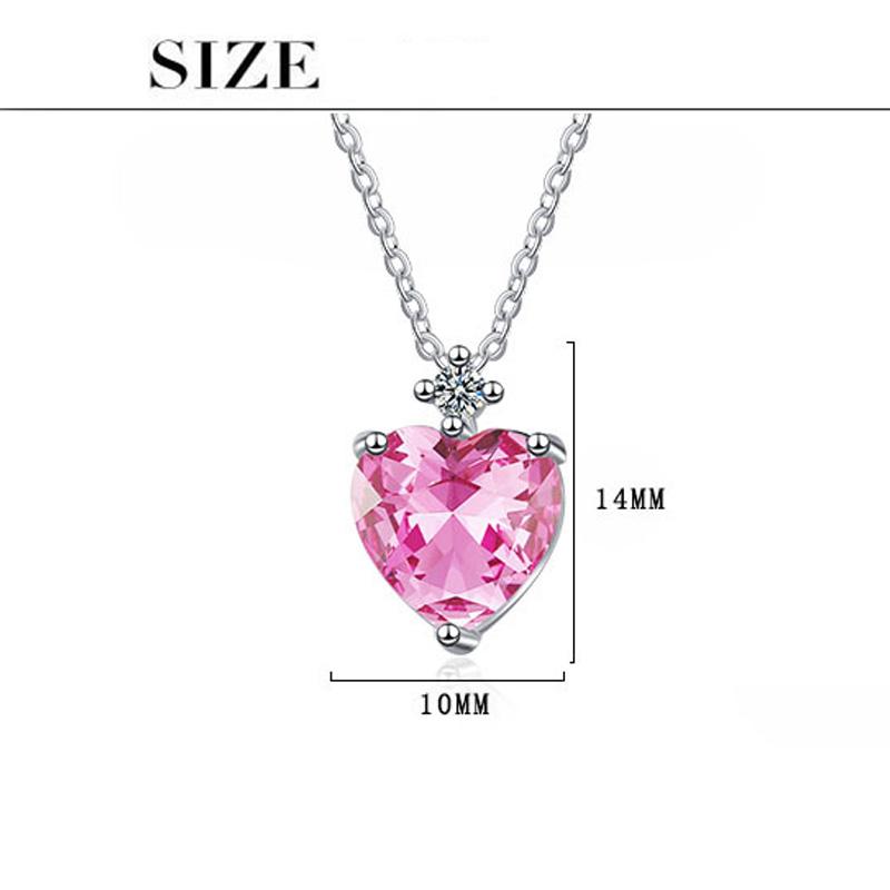 New in 925 Sterling Silver Heart Pink Zircon Women's Neck Chain Necklaces Luxury Jewelry Wholesale Offers With 5