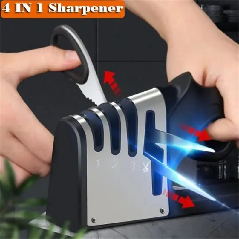 4 in 1 Knife Sharpener, 1 Count Professional Tungsten Sharpeners, Easy To Use Knife Sharpening Tool for Outdoor and Household Use 4