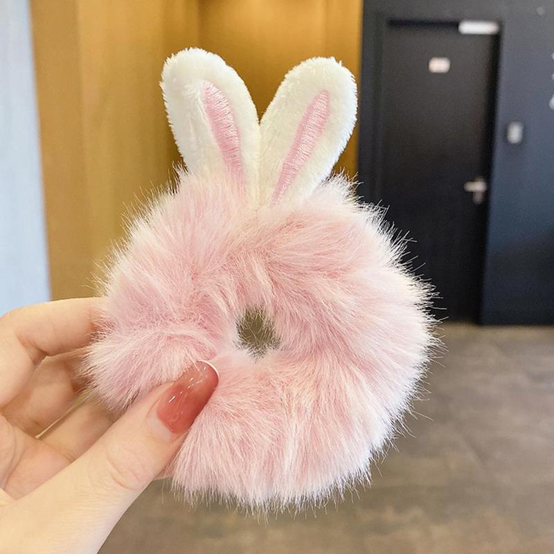 Elastic Hair Rabbit Ear Hair Korean New Rabbit Ears Plush Scrunchies Imitation Rabbit Fur Hair Band Ponytail Holder 1