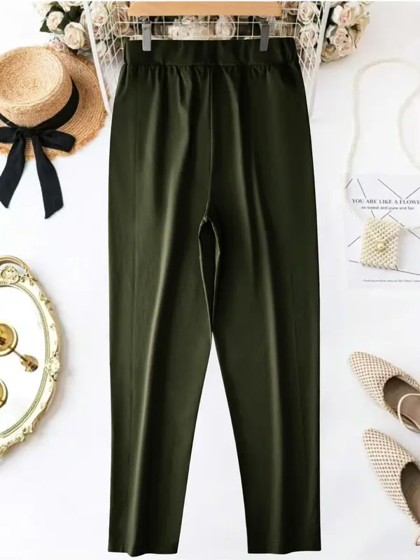 Women's Solid Color Pants, Casual Comfy Trousers for Daily Wear, Ladies Bottoms for All Seasons 5