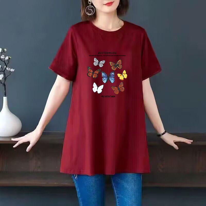 Product Introduction of Women's plus Size Fashionable Simple T-shirt Summer Loose Age-Reducing Top Printed Short-Sleeved Top 17