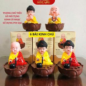 Chú Tiểu Gõ Mõ Tụng Kinh Decor Ô Tô Có Nhạc Dùng Pin Sạc Trang Trí Ban Thờ Phật Để Bàn Làm Việc, Chú Tiểu Có Nhạc 6 Bài Kinh Decor Decor Phòng