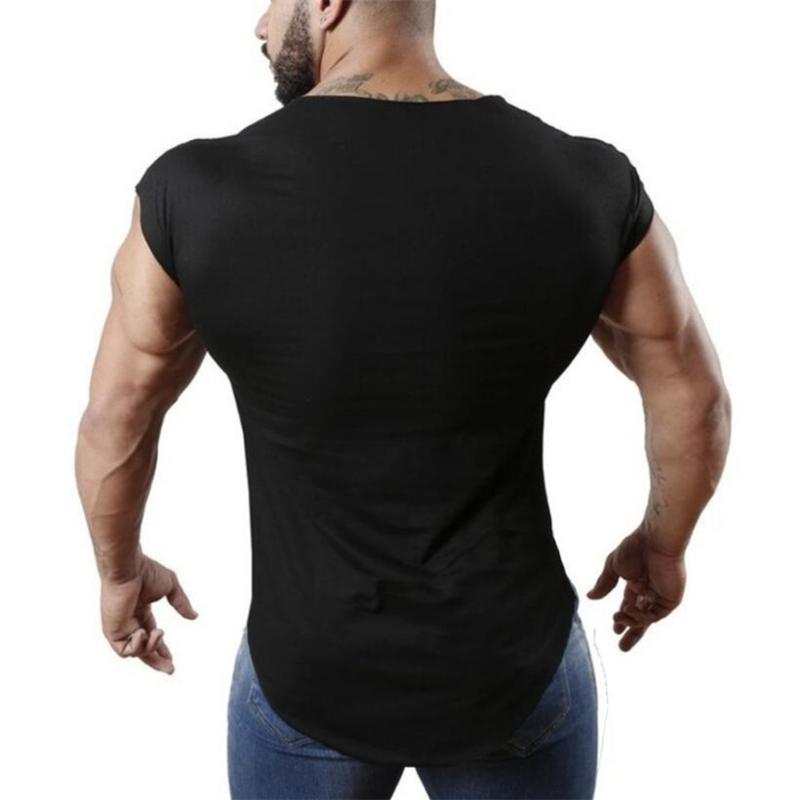 Product Introduction of Gym Fitness Casual Breathable Muscle Workout Slim Fit Arc Hem Tank Tops Summer Cotton Moisture Wicking Breathable Cool Clothing 6