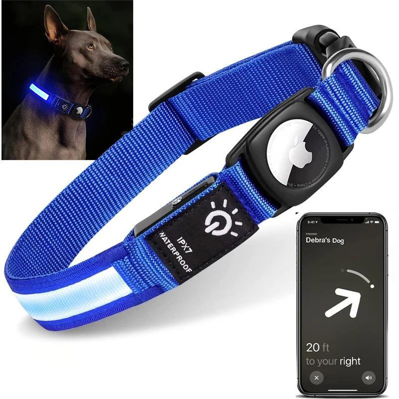 Vòng Cổ cho chó Led, dành cho Apple Airtag và GPS, không thấm nước, có thể sạc bằng USB, vòng cổ phát sáng, thích hợp cho thú cưng, Vỏ theo dõi Tag Air 0