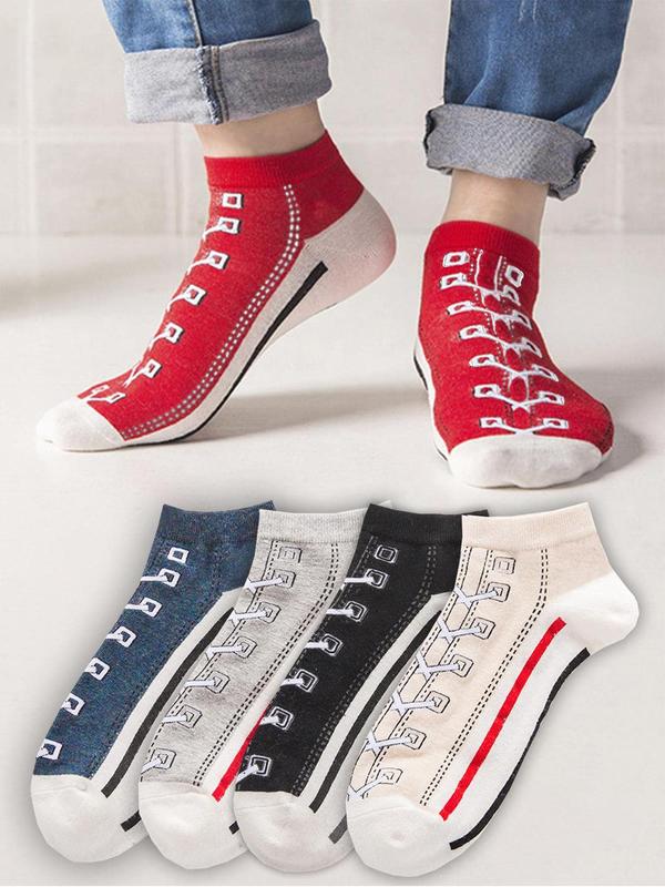 Men's Graphic Ankle Socks, Casual Comfy Breathable Low Cut Socks for Daily Wear, 5 Pairs Knit Anklets for Men, Summer Men's Socks & Hosiery, Socks for Men, Mens Clothing 0