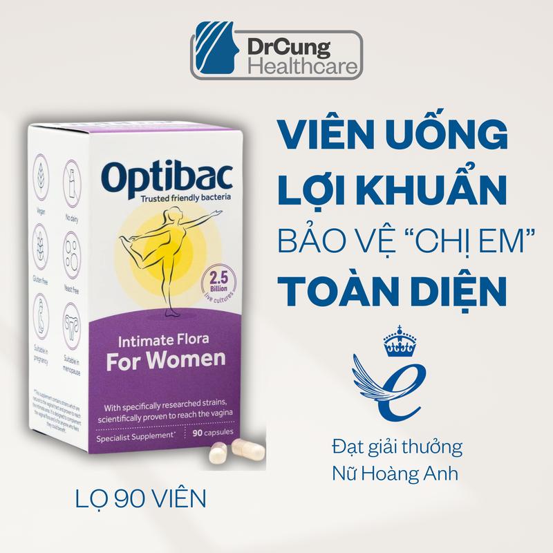 ID4- 1 LỌ MEN OPTIBAC TÍM PROBIOTICS  HỘP 90 VIÊN - Viên uống hỗ trợ bổ sung lợi khuẩn cho phụ nữ (HÀNG CHÍNH HÃNG)