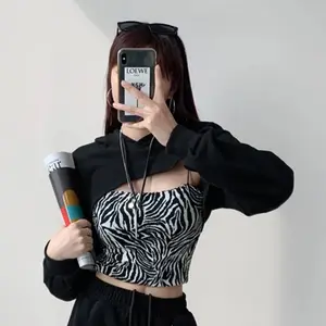 Hodie Sexy Sweater Korea Style Long Bolero Hoodie Crop Kekinian