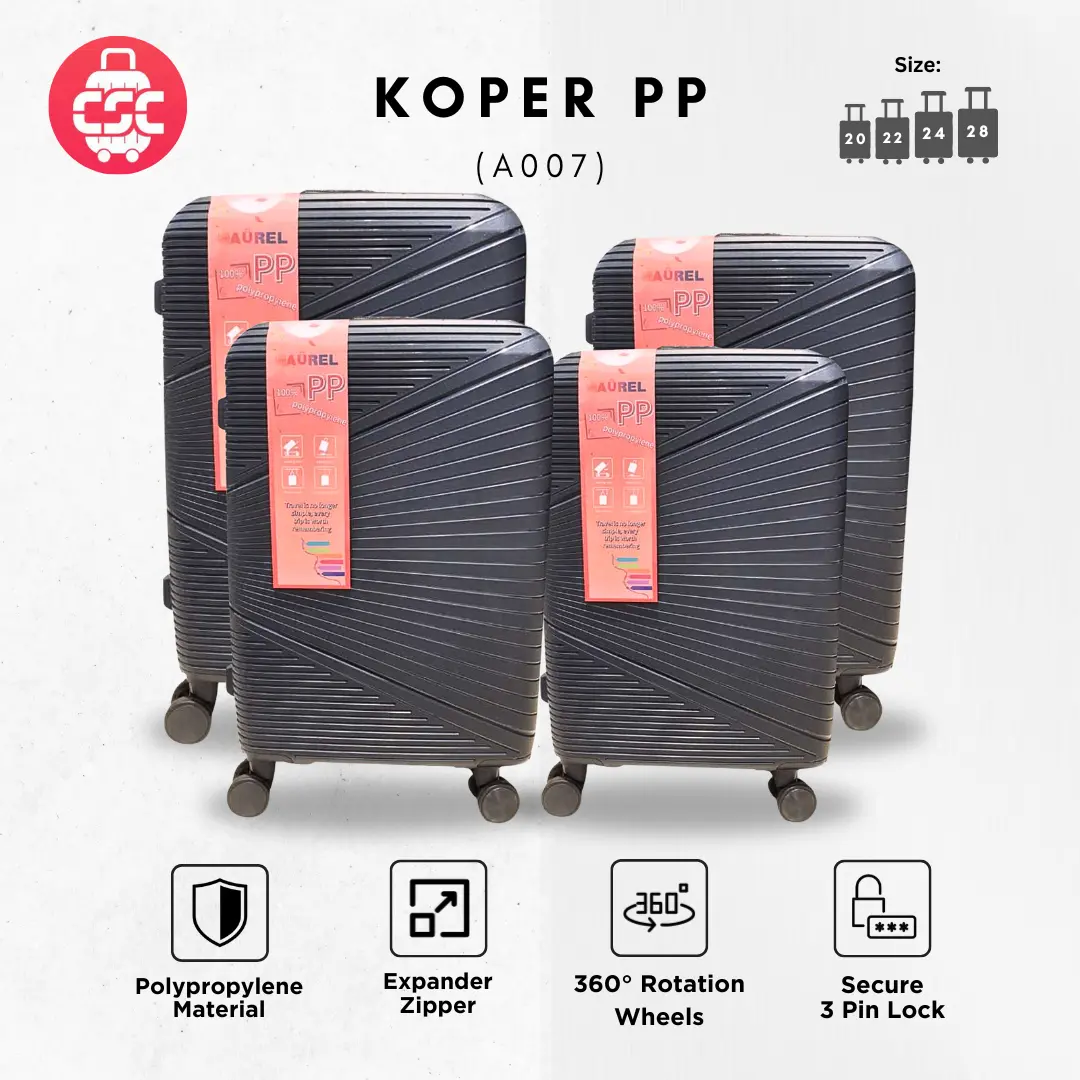 (A007) Koper Sultan Navy 20, 22, 24, 28 Inch Expanded Bahan Polypropylene Roda 360° TSA Lock
