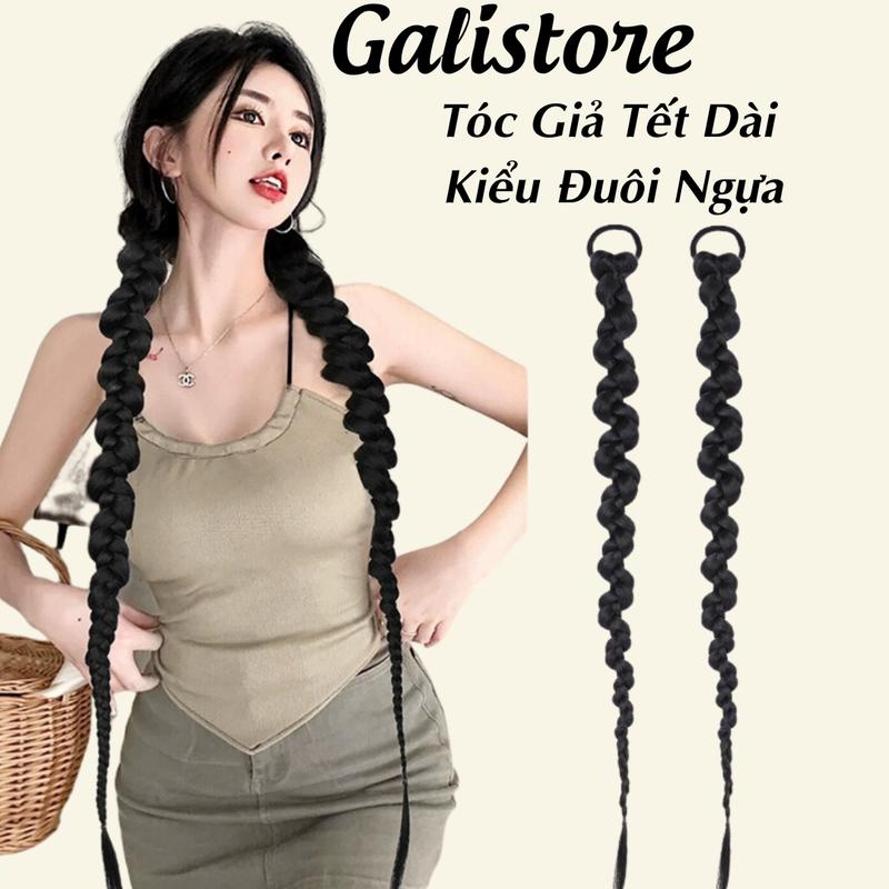 Tóc Giả Tết Dài Thắt Bính Kiểu Đuôi Ngựa 70cm 60cm giá 1 bên Galistore Nữ Wig
