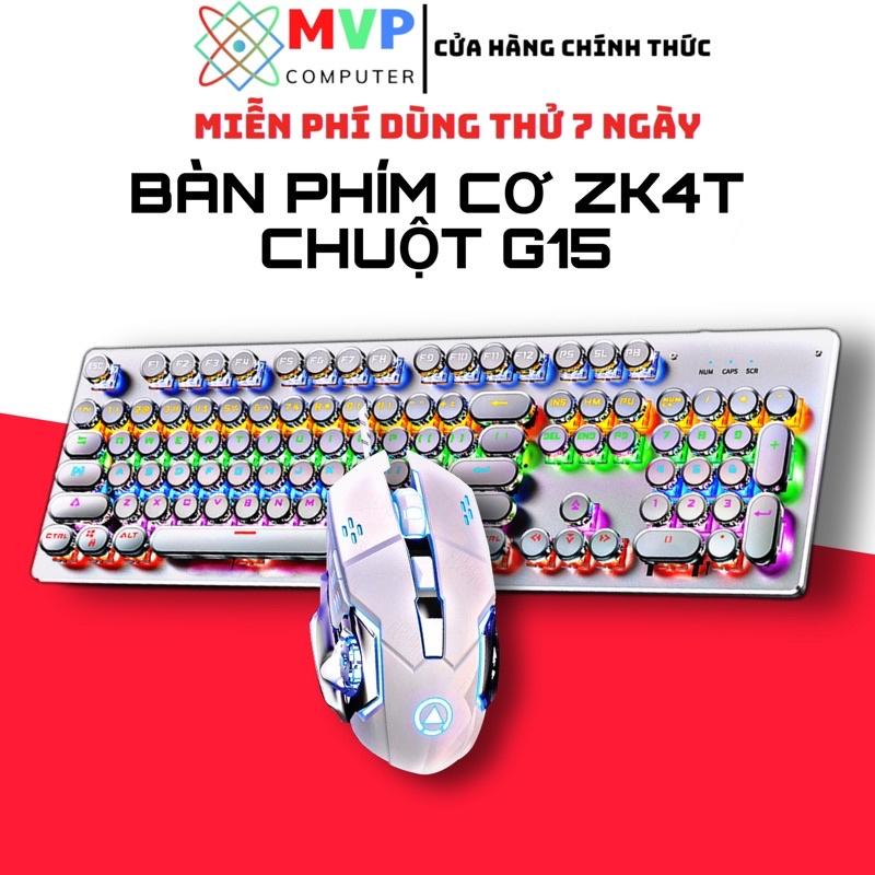 Combo Bàn Phím Cơ Và Chuột Máy Tính Laptop YINDIAO ZK4PRO+G15 - HOTSWAP - Nút Tròn Mạ Crom LED Nhiều Chế Độ Ánh Sáng Cao Cấp - BLUE BROWN SWITCH - TRỤC BROWN LÀ TRỤC GIẢM ÂM THANH