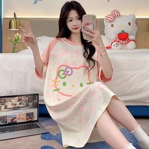 Baju Tidur Musim Panas untuk Wanita, 100% Kapas Bernafas, Lengan Pendek, Leher Bulat, Baju Tidur, Sangat Lembut dan Ringan, Sesuai untuk Relaksasi Rumah, Sesuai untuk Gadis Remaja dan Pelajar Kolej