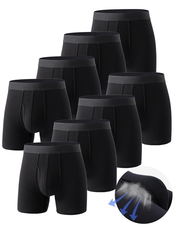Men's Solid Color Bamboo Fiber Boxer Brief, Breathable Comfortable Underwear for Daily Wear, Underwear for Men, Casual Men's Underwear Clothing for All Seasons 6