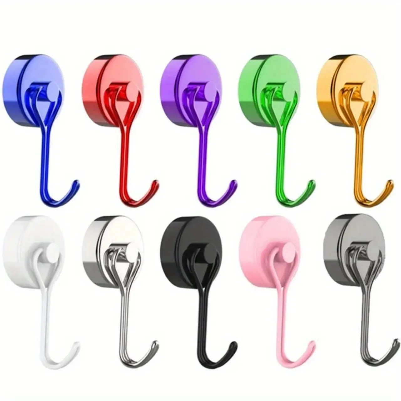 10pcs 18LBS Strong Heavy Duty Magnet Hook Perfect For Indoor Outdoor Hanging,Refrigerator,Grill,Kitchen,Key Holder Swivel Swing Magnetic Hooks