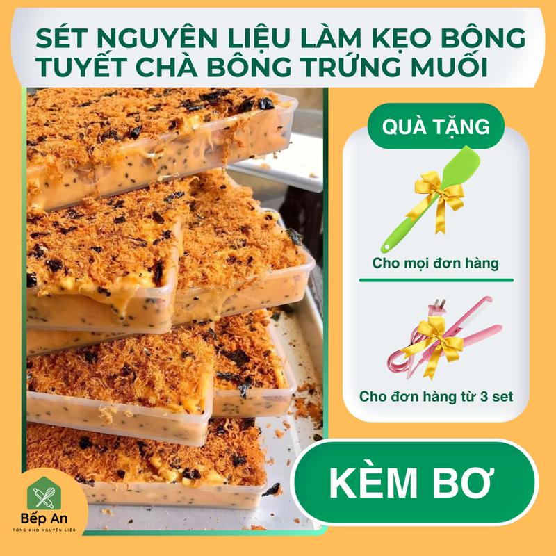 KÈM BƠ LẠT Set nguyên liệu làm bánh Bông Tuyết nhiều vị Kèm bơ - Tặng phới dẹt