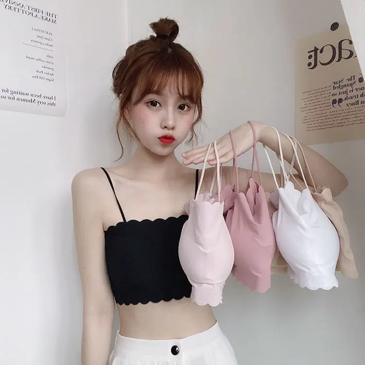 New Ice Silk Sling Vest with Chest Pad Beauty Back Tube Top Full Coverage Bottoming Underwear Women's Thin Inner Match Chest Wrap