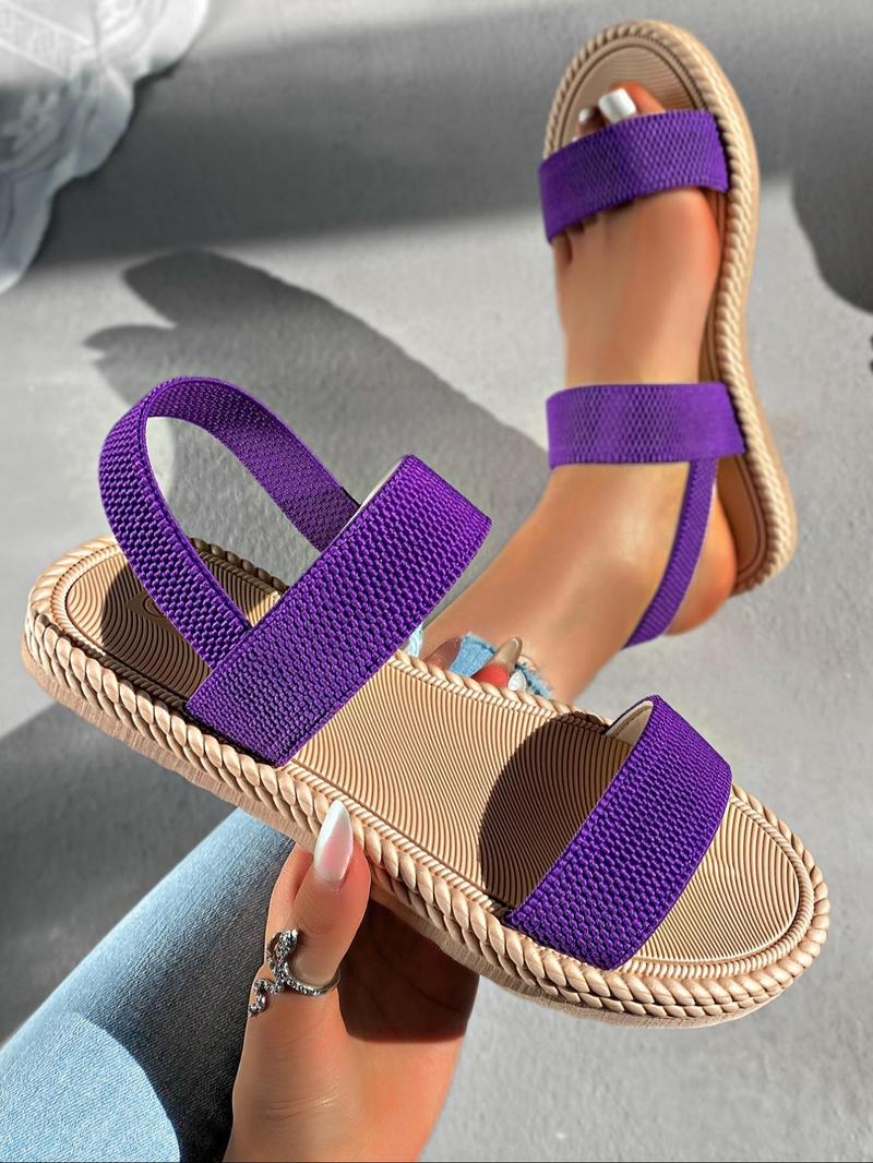 Product Introduction of Women's Fashionable Plain Color Flat Sandals, Casual Versatile Open Toe Sandals for Summer, Lightweight Breathable Comfortable Shoes for Daily Wear 5