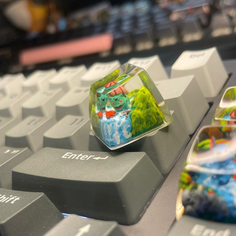 Nút bàn phím cơ artisan keycap Pokemon Bulbasaur