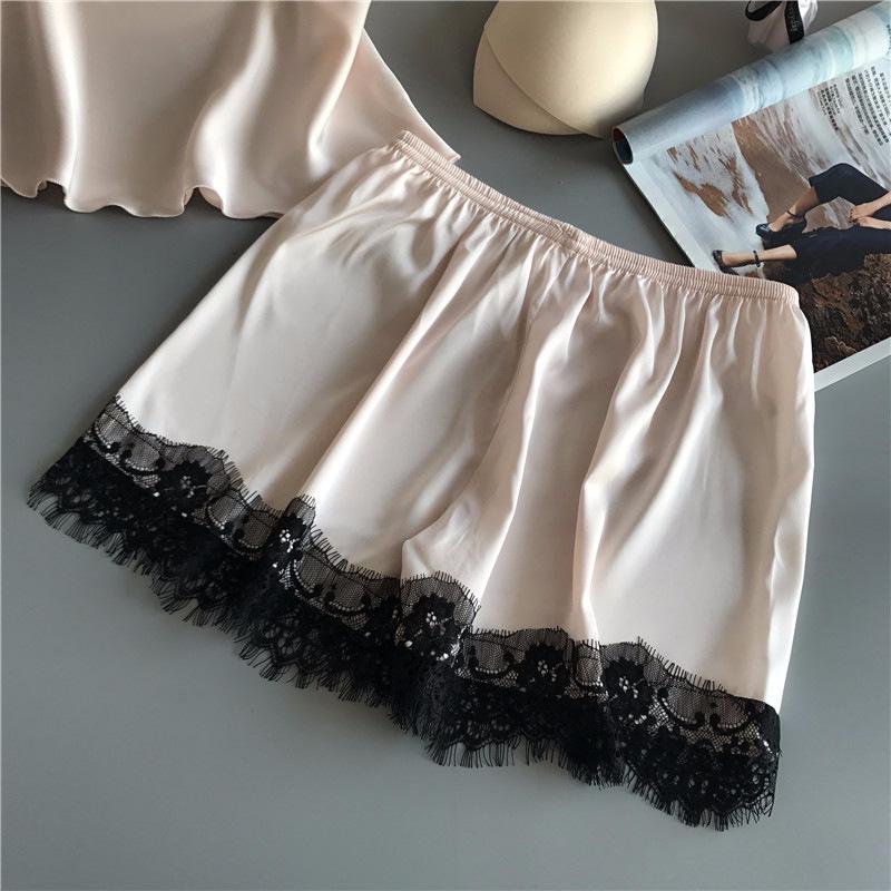 Product Introduction of Women's Underwear Women's Camisole Dress Set Ice Silk Lightweight Nightdress Home Nightdress Soft and Comfortable sexy pajamas 7