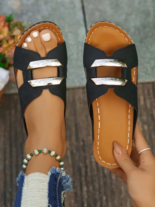 Women's Fashionable Plain Color Platform Sandals, Casual Versatile Sandals for Summer, Lightweight Comfortable Shoes for Daily Wear, Girl 3
