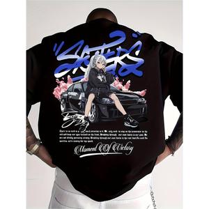 メンズカジュアルプリントTシャツ - グラフィティストリートスタイルファッション、100%コットン半袖ラウンドネックシャツ、洗う濯機で洗えるオールシーズン快适なお気に入り、日常着やアウトドアアクティビティに最适、ストリートスタイルファッション、夏の着用に最适、DUNのトレンド、軽量Tシャツ、プリントトップス、若者が向かうけスタイル