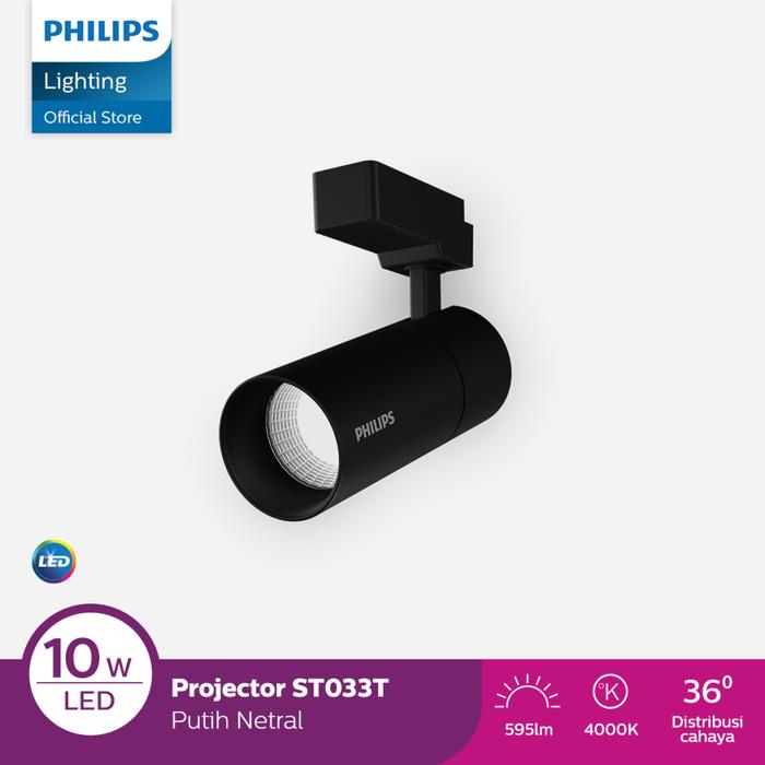 Gambar Philips LED Projector ST033T Track Light Hitam 10W 4000K Putih Netral 36D dari Philips Lighting Indonesia Kota Administrasi Jakarta Utara Tokopedia