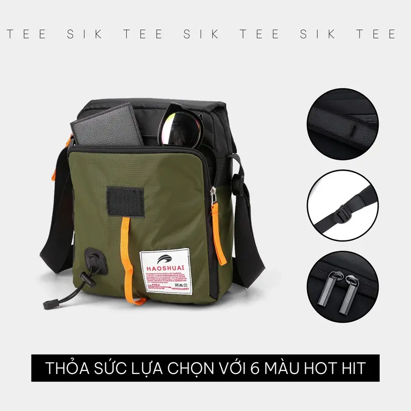 Túi đeo chéo cho nam túi đeo chéo TEE SIK túi chéo nam túi đeo nam đẹp 2024 chống nước vải nylon đựng vừa ipad 11 in bag TS26 5