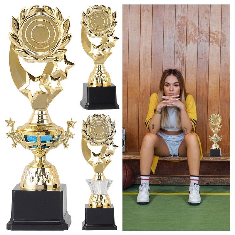 Product Introduction of High Quality Golden Award Trophy Star Football Small Statue Plastic Singing Dancing Competition Winner Award Trophy Toy Children Sports Award Prize 10