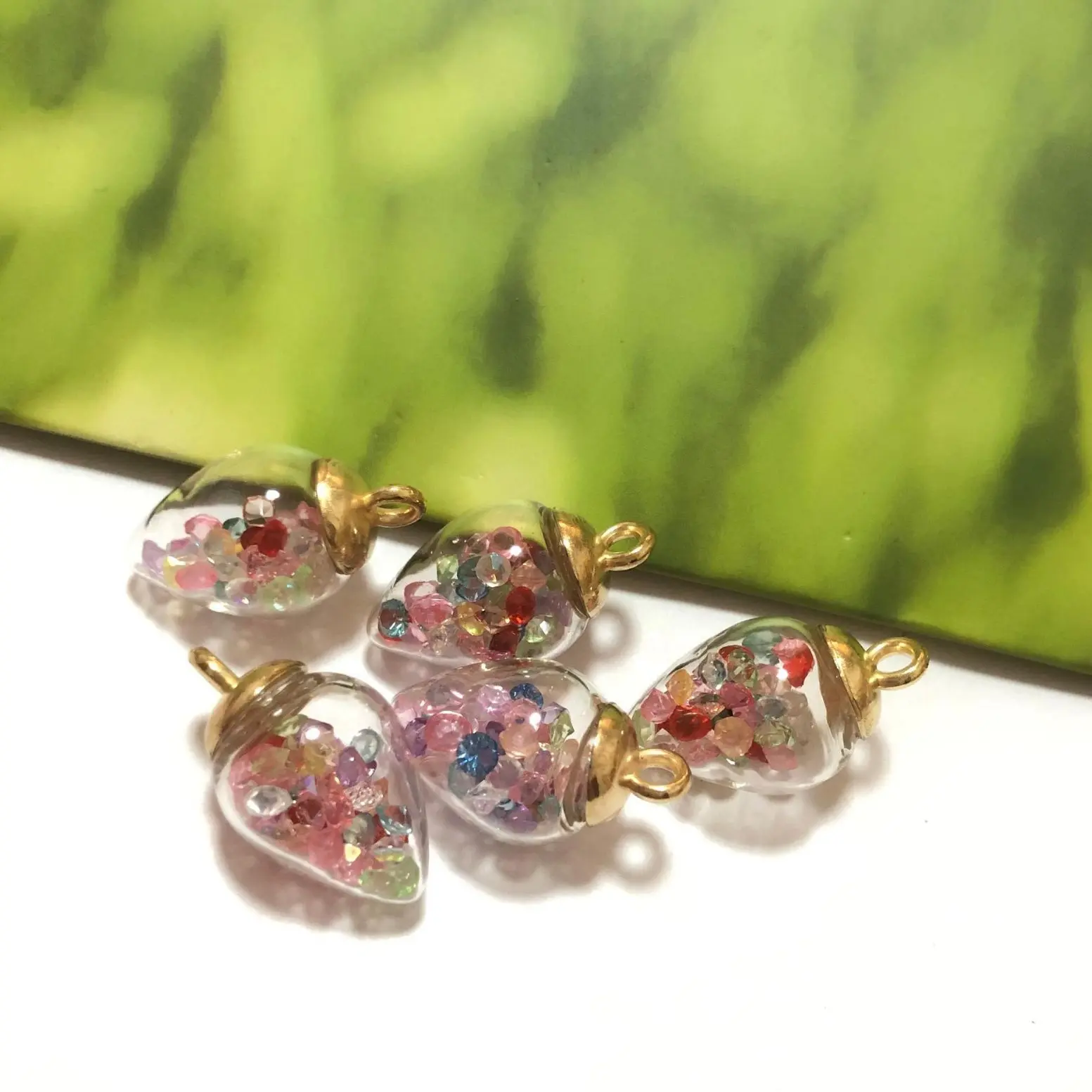 Water Drop Shape Resin Rhinestone Glass Ball Pendant DIY Handmade Earrings Necklace Bag Cultural and Creative Accessories Materials