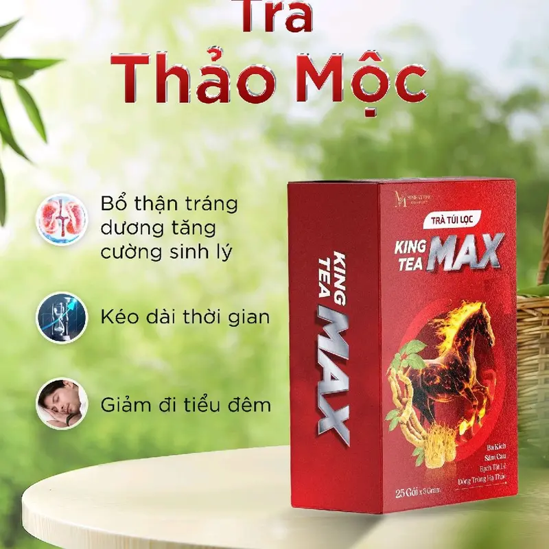 trà thảo mộc ba kích sâm cau  King Max Tea ( che tên sp ) tặng 1 gói đông trùng hạ thảo 10gr 0