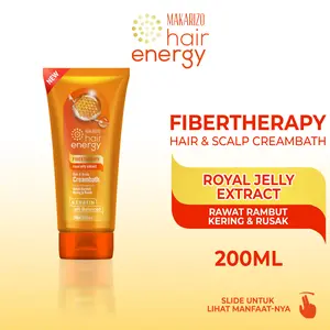 Makarizo Hair Energy Fibertherapy Hair & Scalp Creambath Royal Jelly Extract Tube 200 mL / Haircare / Perawatan / Vitamin