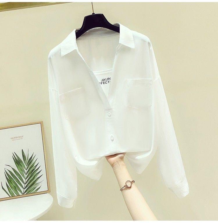 Product Introduction of Design White Younger Shirt Long Sleeve Women's Spring and Autumn 2023 New Korean Style Loose False Two Pieces All-Matching Top 17