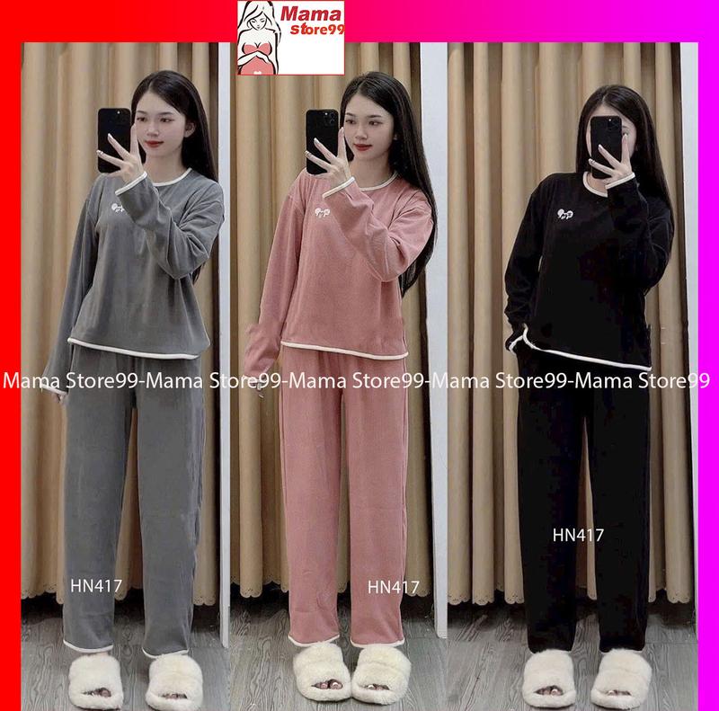 Bộ Bầu Và Sau Sinh Dài Tay Thu Đông Chất Len Hàn Mềm Đẹp Co Giãn.Áo Vén Cho Bé Ti, Quần Có Chun Chỉnh Tiện Lợi Bigsize Từ 58kg Đến 75kg HN417 Mama Store99 Đầm Bầu Váy Bầu